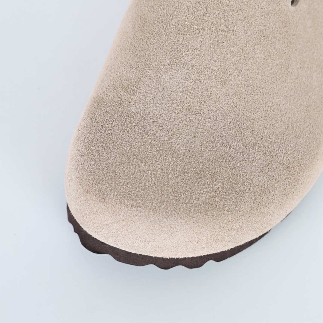 勃肯拖沙色 伦敦系列低帮牛皮绒面革平底复古软木休闲鞋