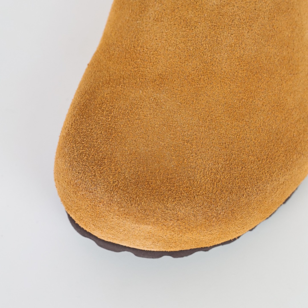 勃肯拖栗色 Birkenstock 勃肯全包系列 勃肯伦敦系列低帮牛皮绒面革平底复古软木休闲鞋