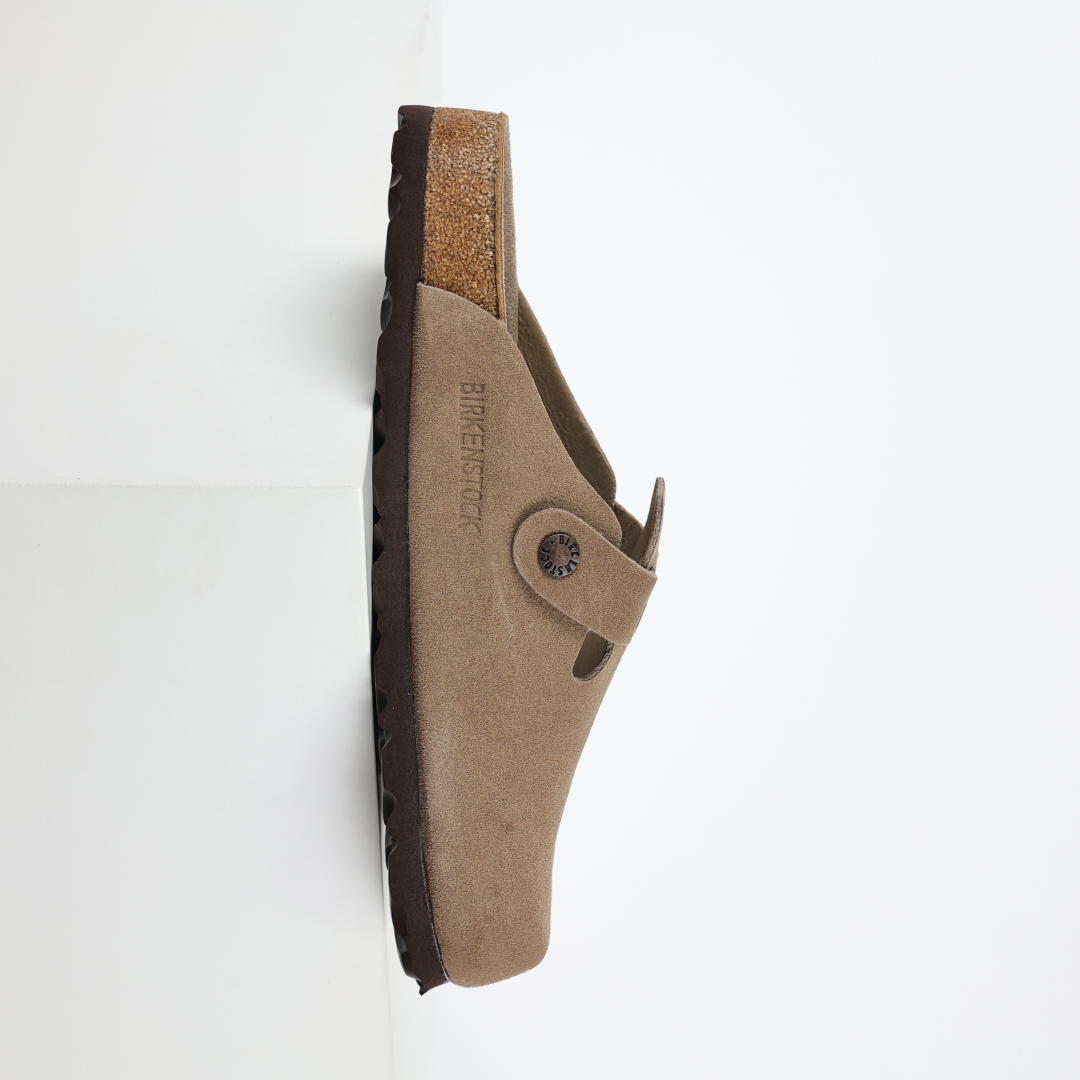 勃肯拖咖色 伦敦系列低帮牛皮绒面革平底复古软木休闲鞋