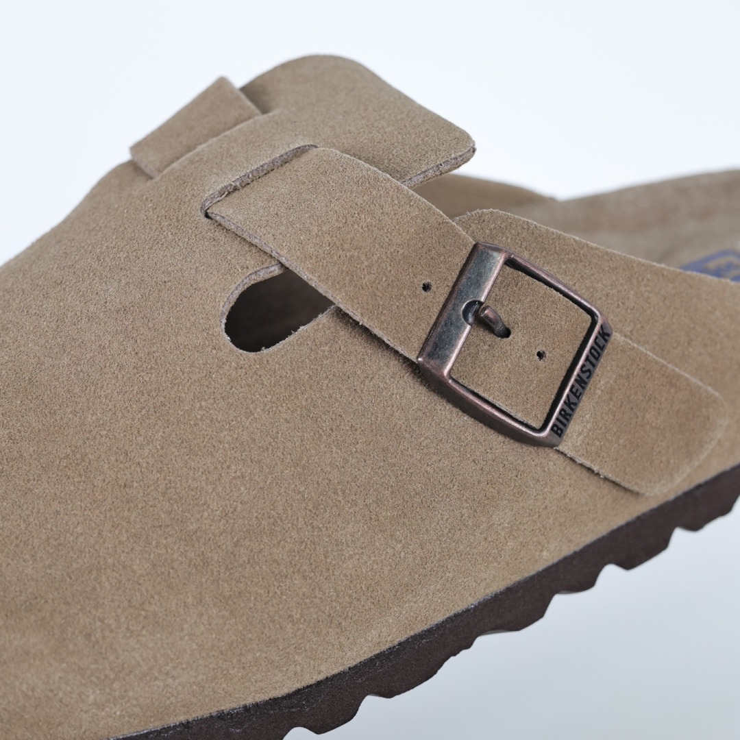 勃肯拖咖色 伦敦系列低帮牛皮绒面革平底复古软木休闲鞋