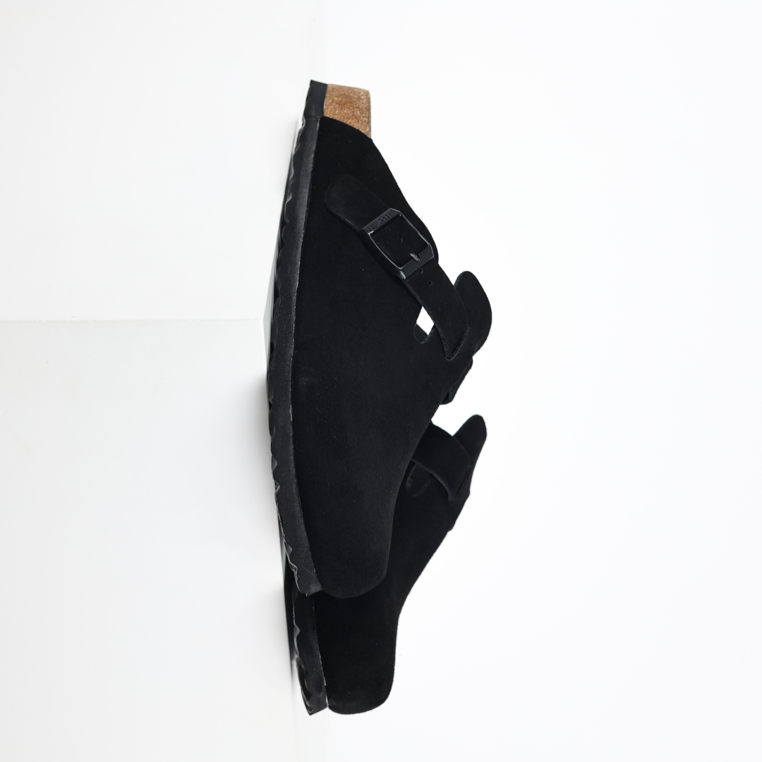 勃肯拖黑色 Birkenstock 勃肯全包系列 勃肯伦敦系列低帮牛皮绒面革平底复古软木休闲鞋