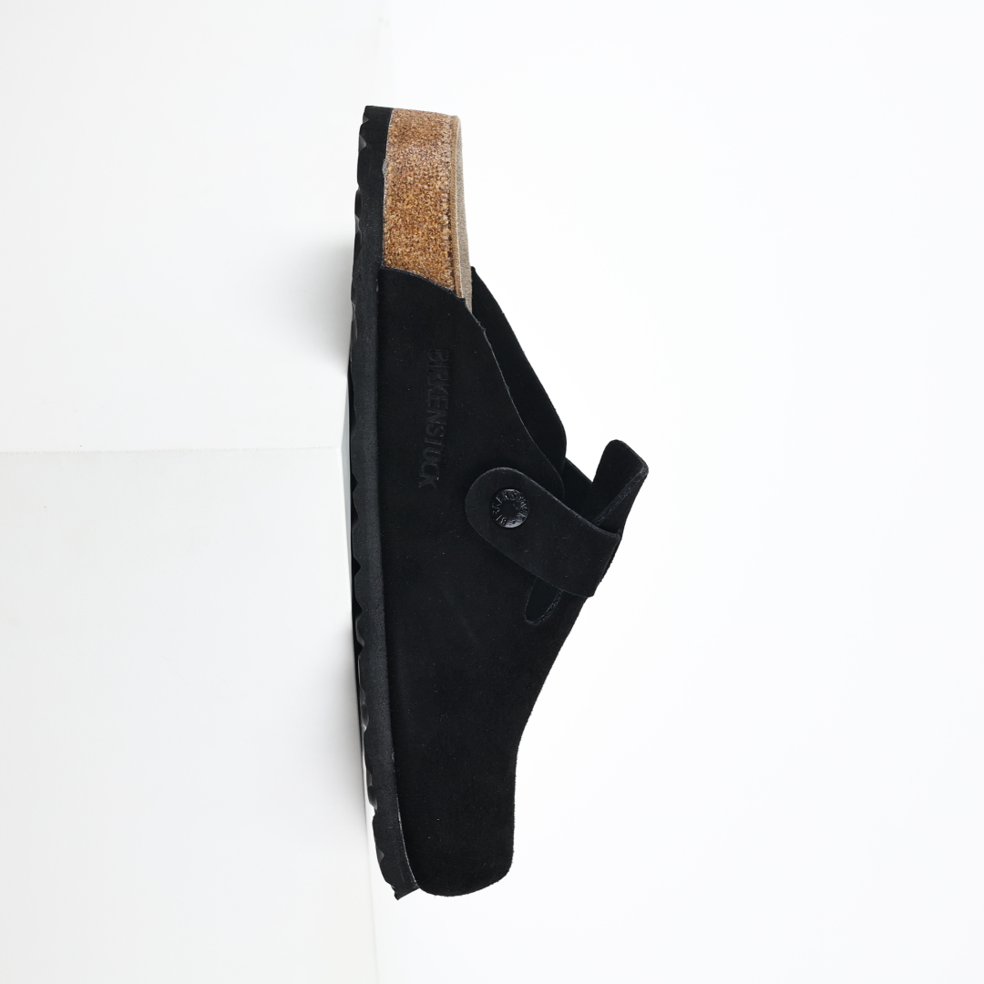 勃肯拖黑色 Birkenstock 勃肯全包系列 勃肯伦敦系列低帮牛皮绒面革平底复古软木休闲鞋