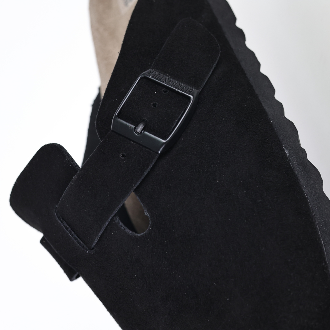 勃肯拖黑色 Birkenstock 勃肯全包系列 勃肯伦敦系列低帮牛皮绒面革平底复古软木休闲鞋