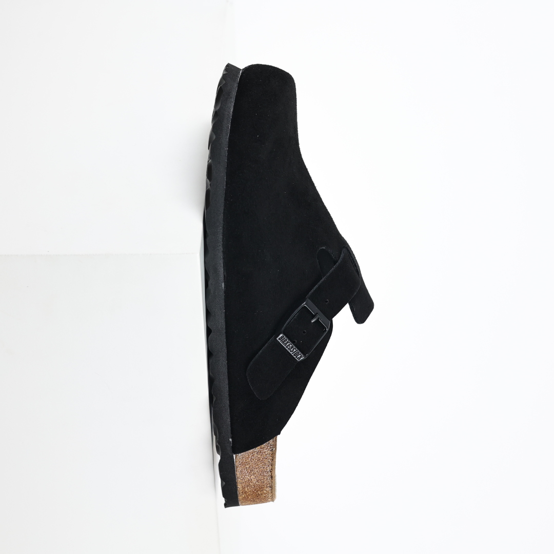 勃肯拖黑色 Birkenstock 勃肯全包系列 勃肯伦敦系列低帮牛皮绒面革平底复古软木休闲鞋