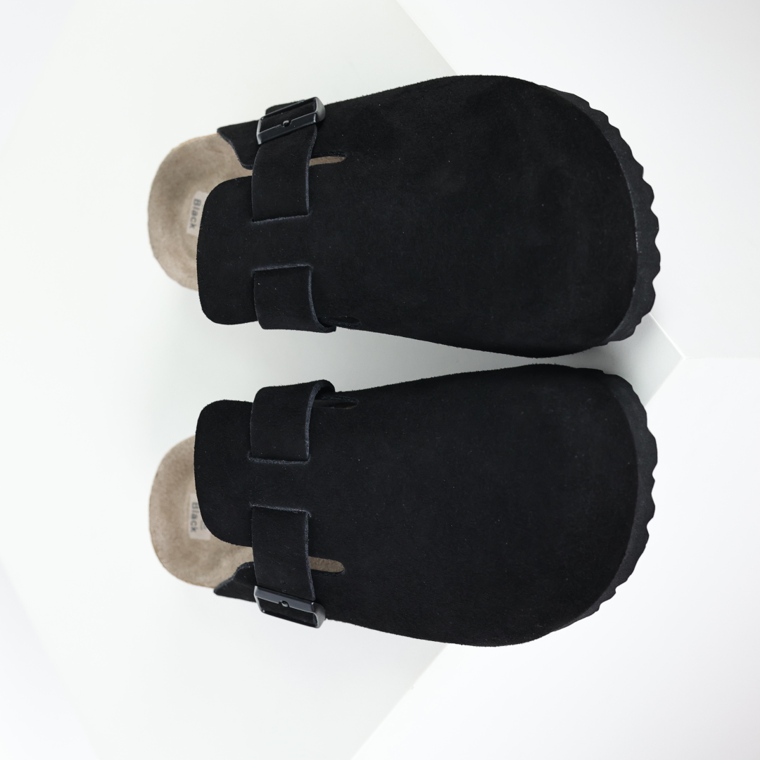 勃肯拖黑色 Birkenstock 勃肯全包系列 勃肯伦敦系列低帮牛皮绒面革平底复古软木休闲鞋