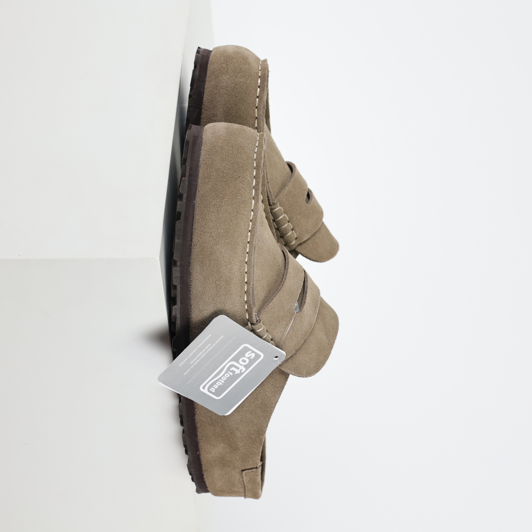 300 乐福勃肯全包款驼色 博肯Birkenstock Naples Wrapped穆勒系列包头乐福牛皮绒面革复古软木底休闲拖鞋