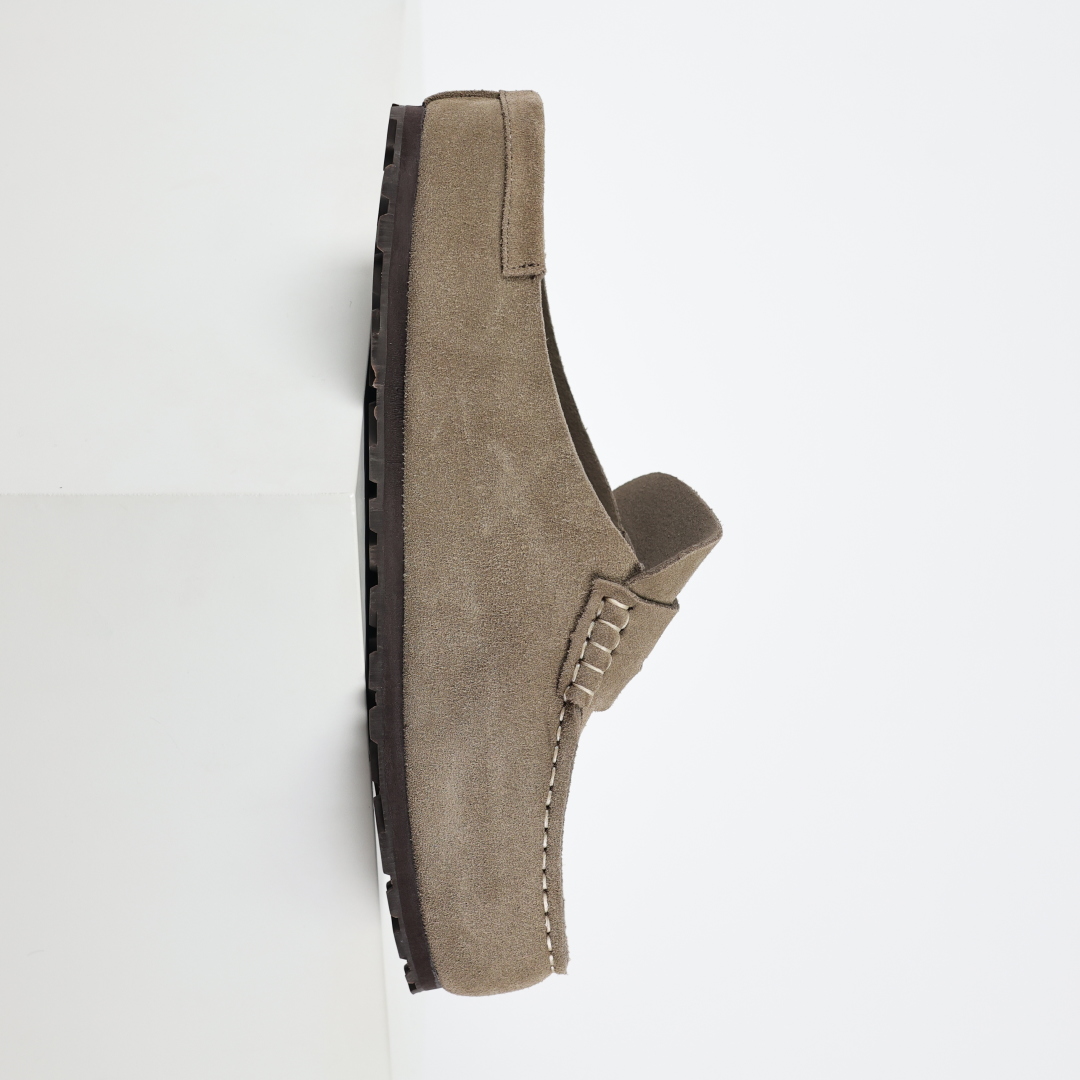300 乐福勃肯全包款驼色 博肯Birkenstock Naples Wrapped穆勒系列包头乐福牛皮绒面革复古软木底休闲拖鞋