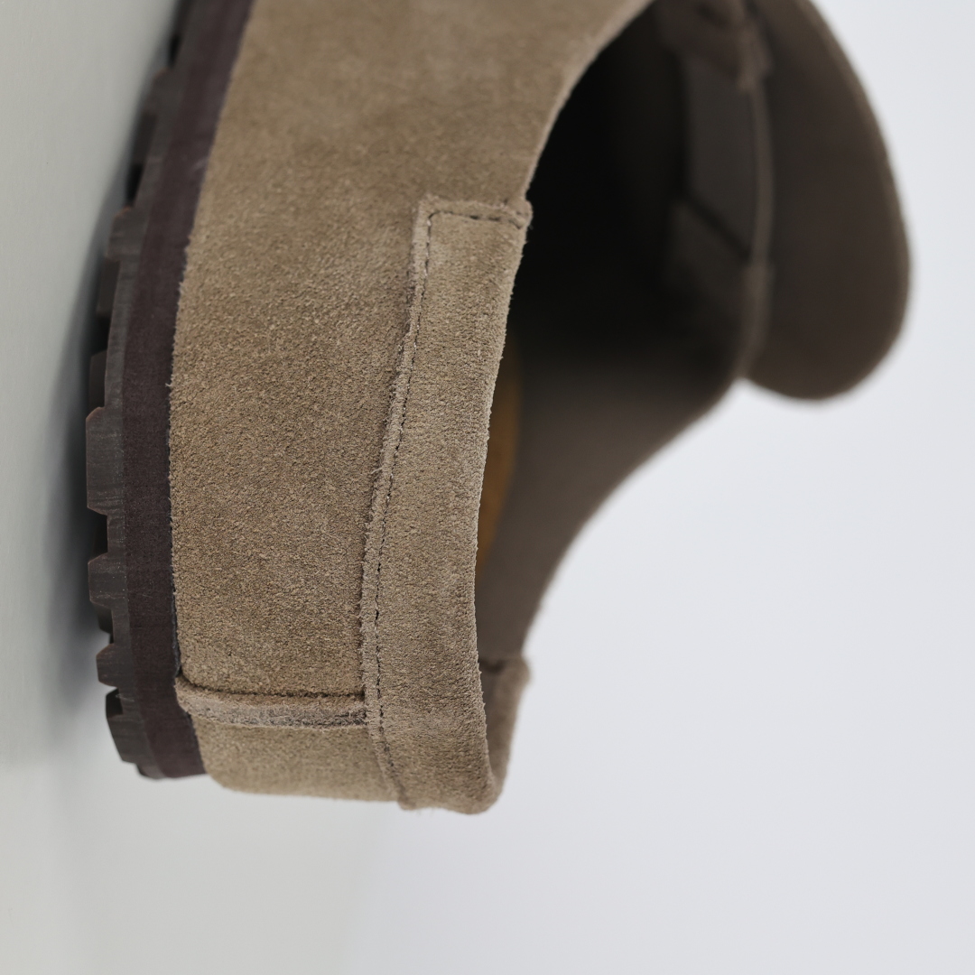 300 乐福勃肯全包款驼色 博肯Birkenstock Naples Wrapped穆勒系列包头乐福牛皮绒面革复古软木底休闲拖鞋