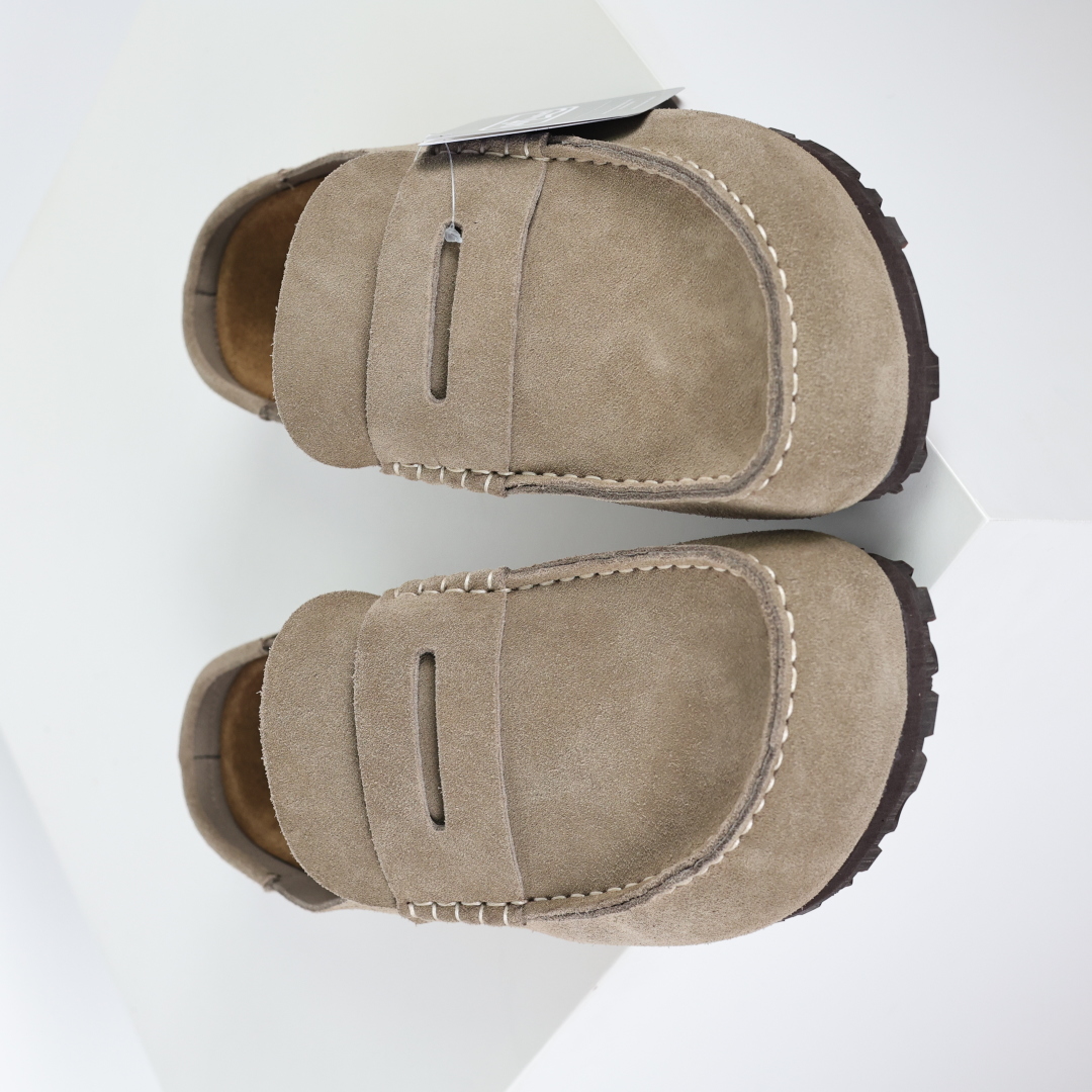 300 乐福勃肯全包款驼色 博肯Birkenstock Naples Wrapped穆勒系列包头乐福牛皮绒面革复古软木底休闲拖鞋