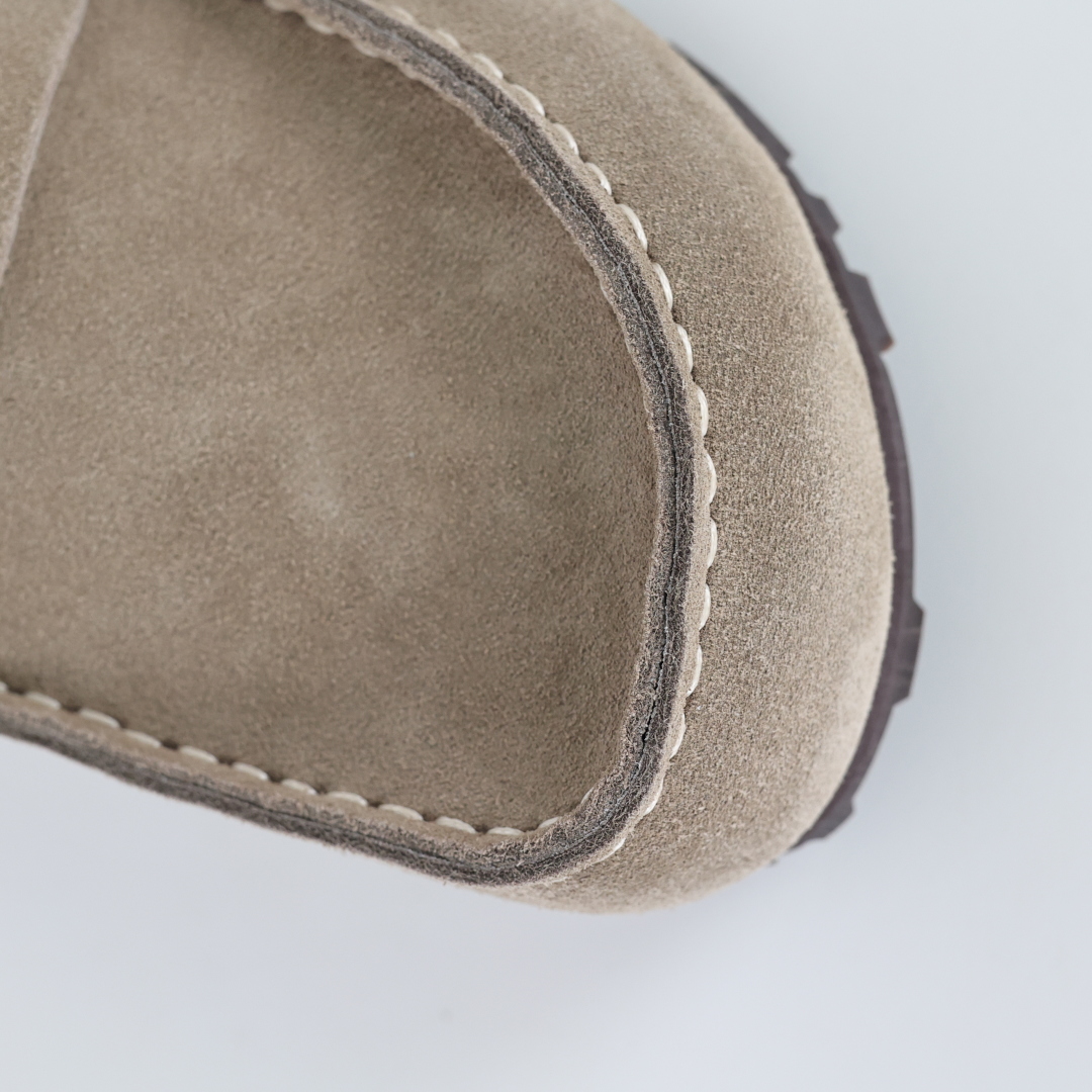 300 乐福勃肯全包款驼色 博肯Birkenstock Naples Wrapped穆勒系列包头乐福牛皮绒面革复古软木底休闲拖鞋