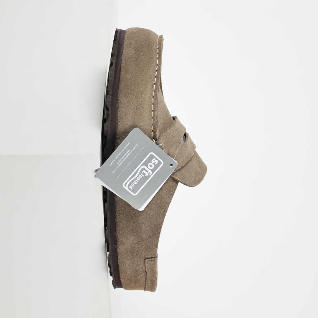 300 乐福勃肯全包款驼色 博肯Birkenstock Naples Wrapped穆勒系列包头乐福牛皮绒面革复古软木底休闲拖鞋