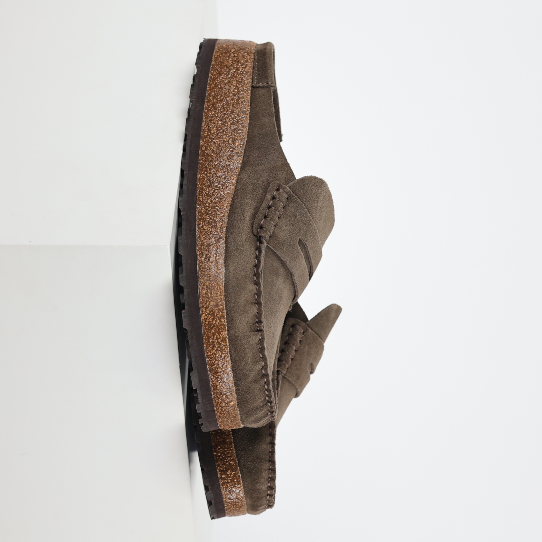 乐福勃肯木底款咖啡色 博肯Birkenstock Naples Wrapped穆勒系列包头乐福牛皮绒面革复古软木底休闲拖鞋