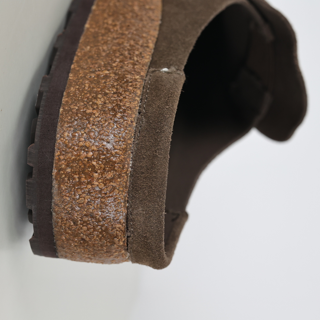 乐福勃肯木底款咖啡色 博肯Birkenstock Naples Wrapped穆勒系列包头乐福牛皮绒面革复古软木底休闲拖鞋