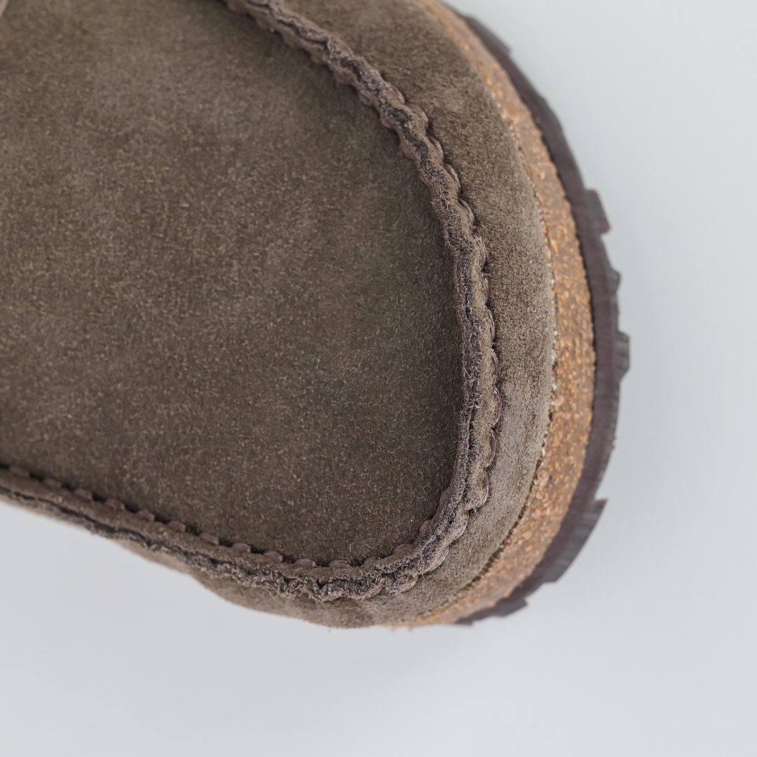 乐福勃肯木底款咖啡色 博肯Birkenstock Naples Wrapped穆勒系列包头乐福牛皮绒面革复古软木底休闲拖鞋