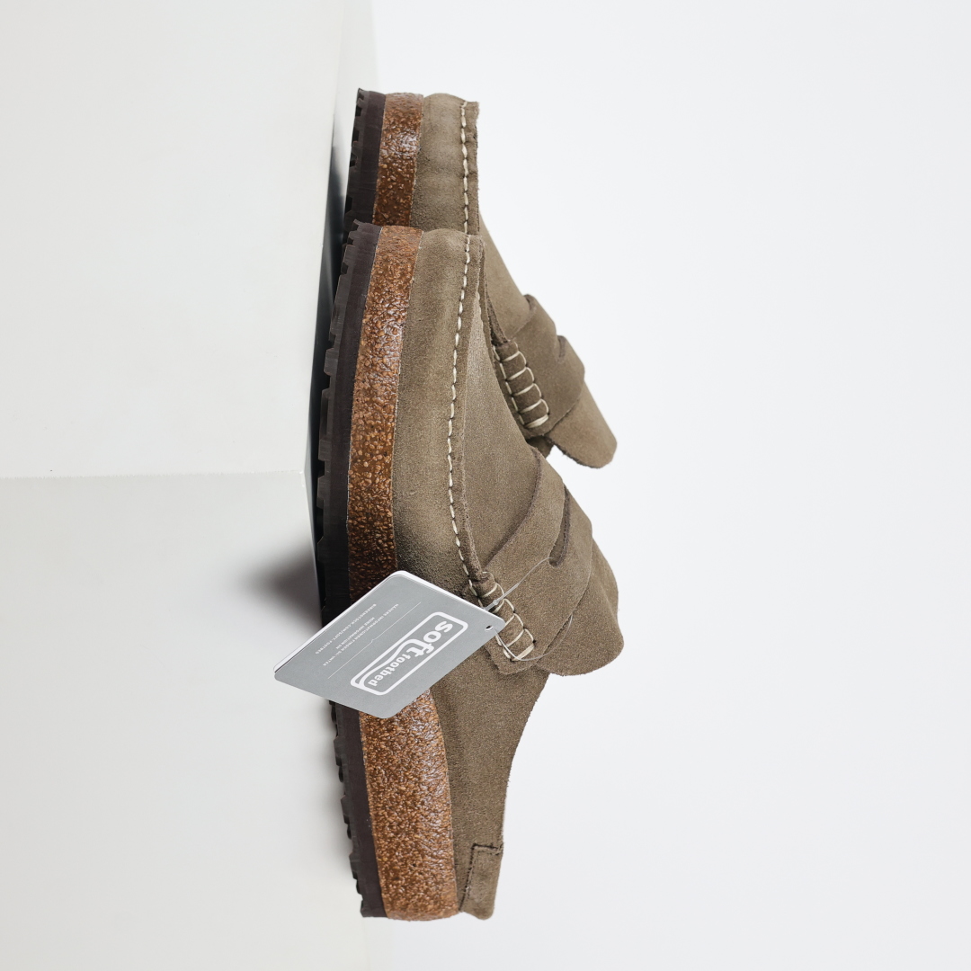 乐福勃肯木底款驼色 博肯Birkenstock Naples Wrapped穆勒系列包头乐福牛皮绒面革复古软木底休闲拖鞋