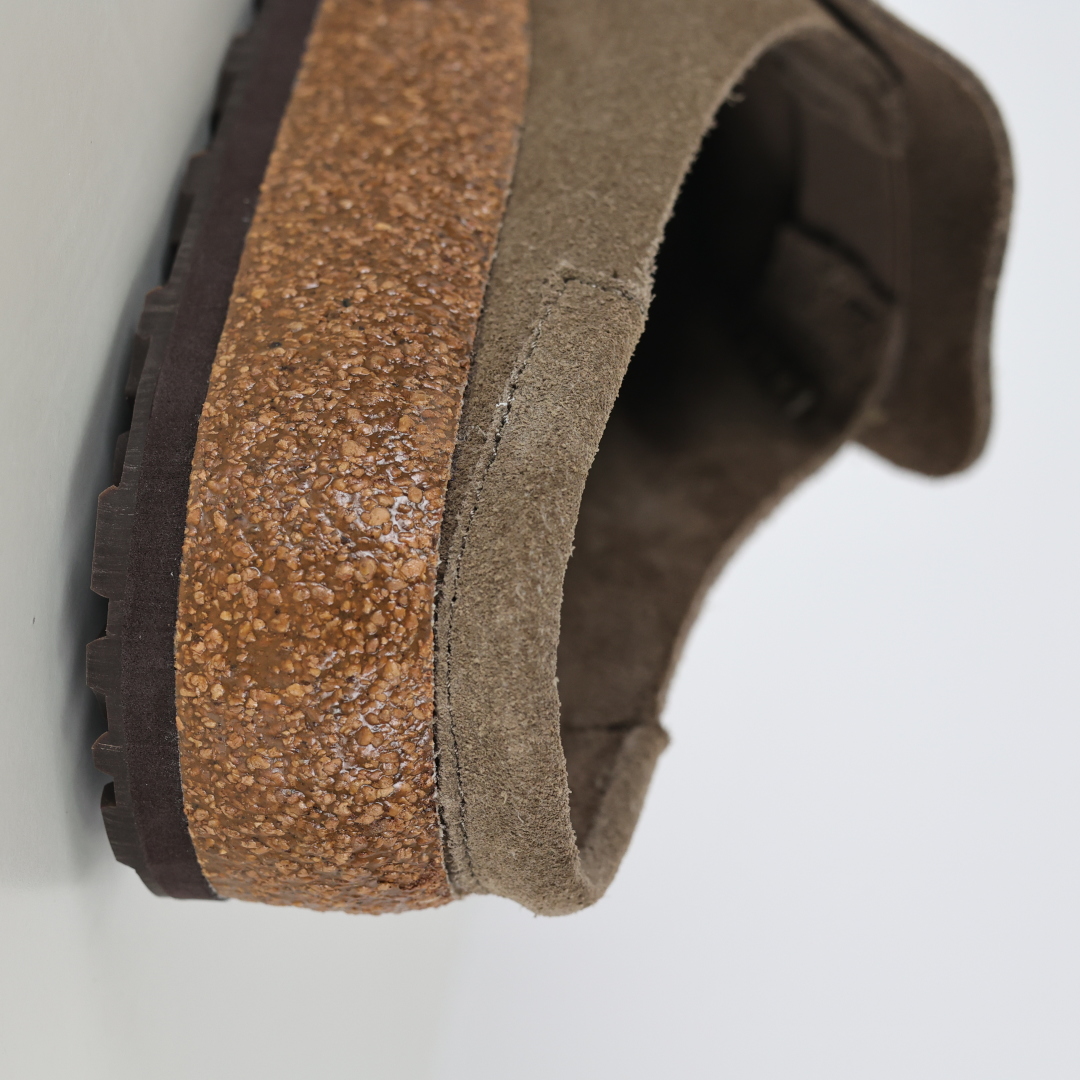 乐福勃肯木底款驼色 博肯Birkenstock Naples Wrapped穆勒系列包头乐福牛皮绒面革复古软木底休闲拖鞋
