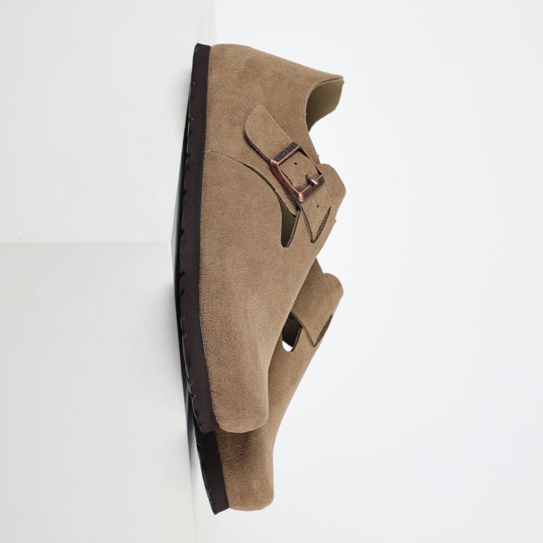 勃肯咖色 全包式懒人单鞋 博肯Birkenstock Birkenstock LondSuede Leather 伦敦系列包头平底复古软木底休闲拖鞋