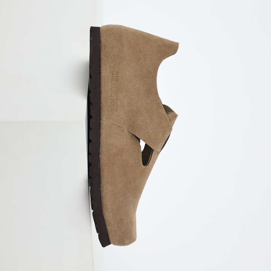 勃肯咖色 全包式懒人单鞋 博肯Birkenstock Birkenstock LondSuede Leather 伦敦系列包头平底复古软木底休闲拖鞋