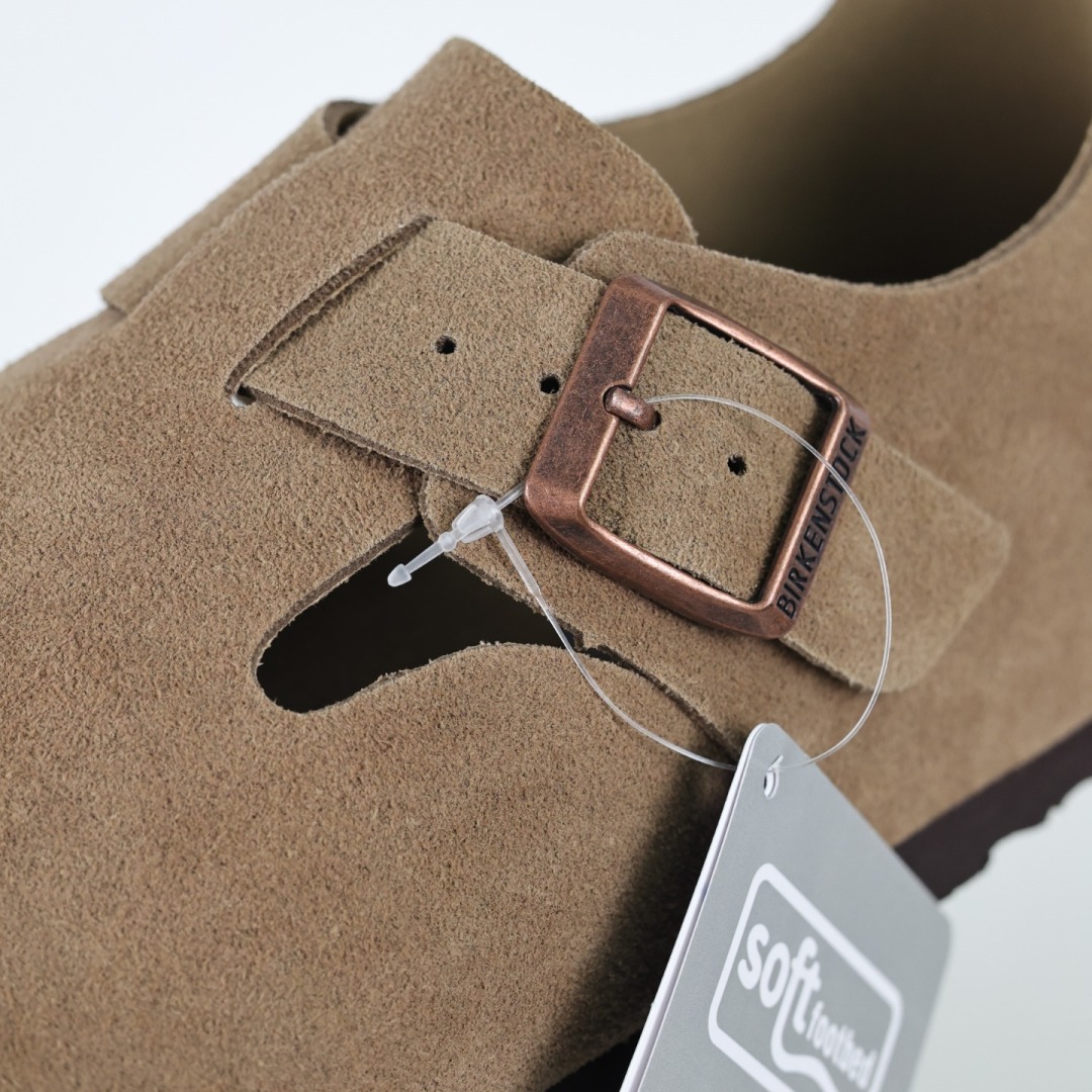 勃肯咖色 全包式懒人单鞋 博肯Birkenstock Birkenstock LondSuede Leather 伦敦系列包头平底复古软木底休闲拖鞋
