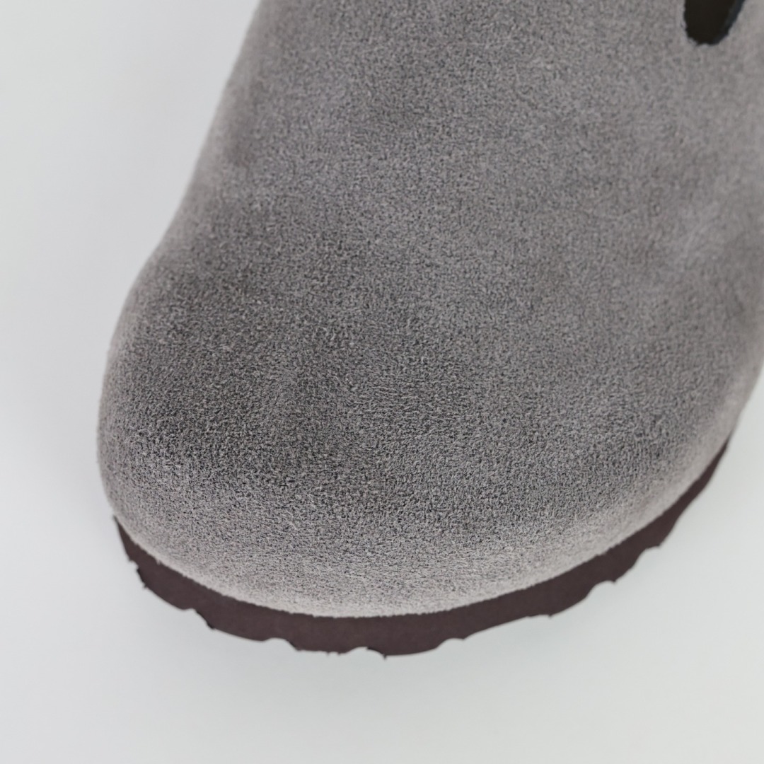 勃肯灰色 全包式懒人单鞋 博肯Birkenstock Birkenstock LondSuede Leather 伦敦系列包头平底复古软木底休闲拖鞋