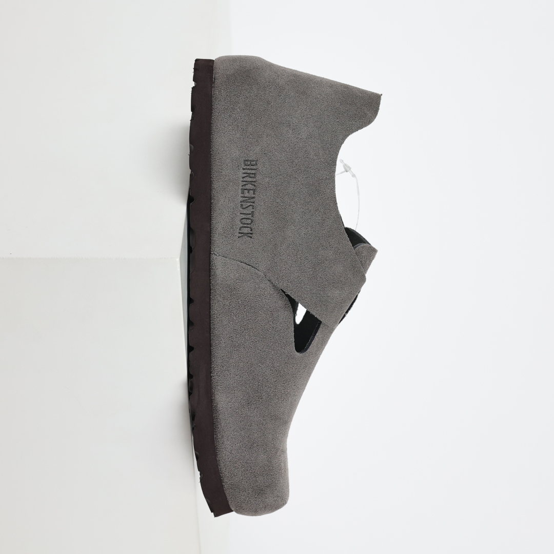 勃肯灰色 全包式懒人单鞋 博肯Birkenstock Birkenstock LondSuede Leather 伦敦系列包头平底复古软木底休闲拖鞋