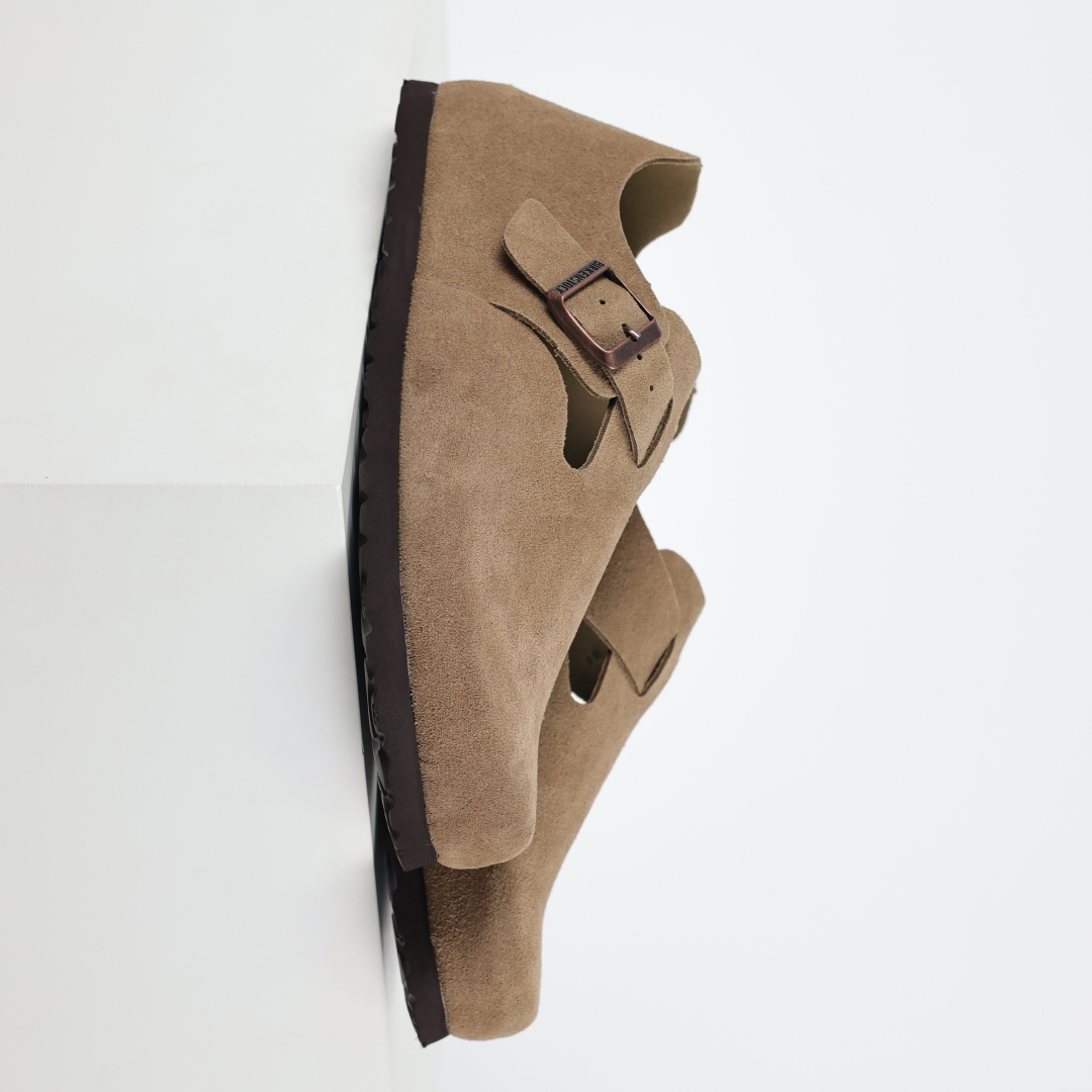 勃肯栗色 全包式懒人单鞋 博肯Birkenstock Birkenstock LondSuede Leather 伦敦系列包头平底复古软木底休闲拖鞋