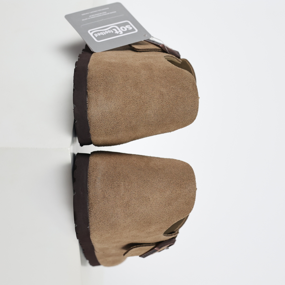 勃肯栗色 全包式懒人单鞋 博肯Birkenstock Birkenstock LondSuede Leather 伦敦系列包头平底复古软木底休闲拖鞋
