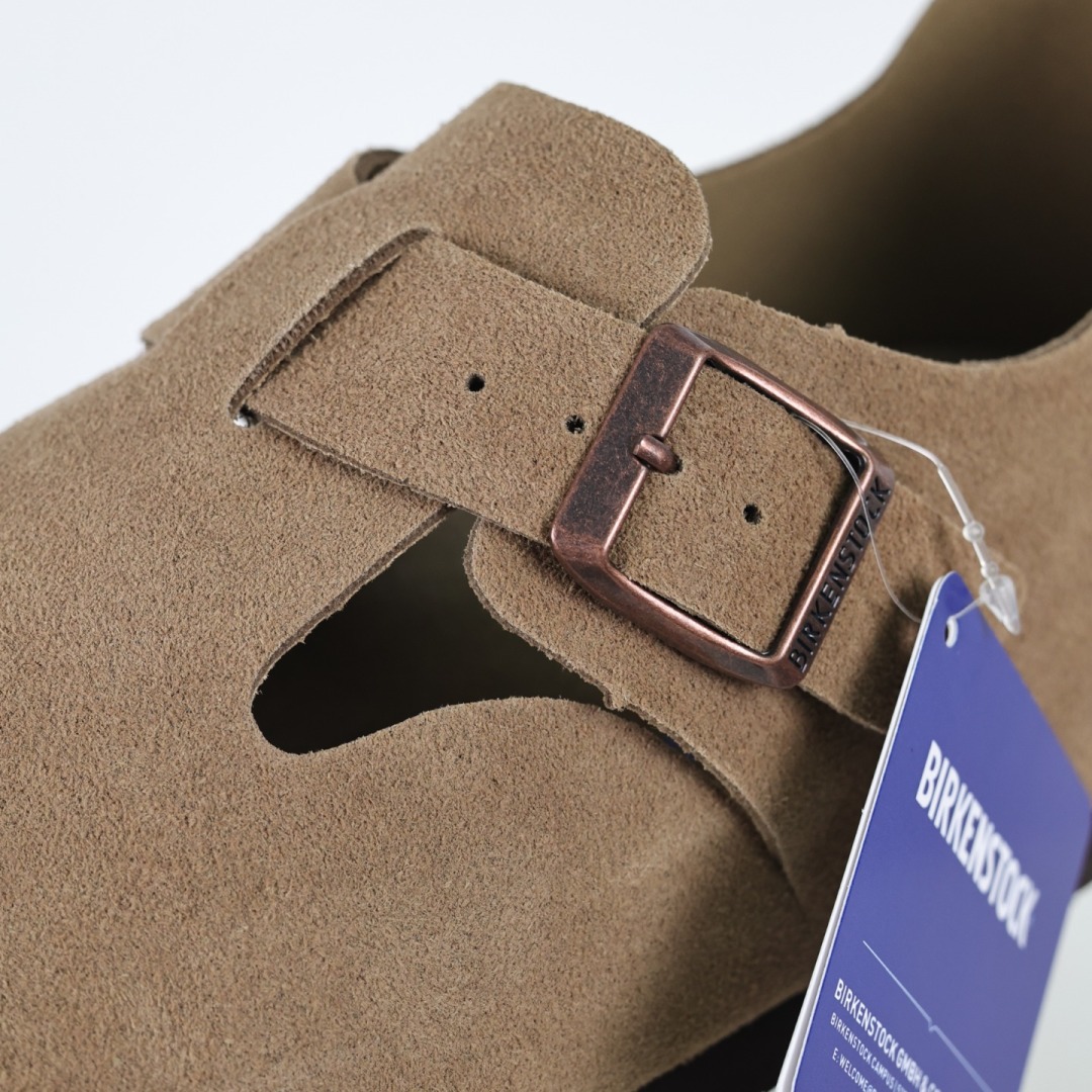 勃肯栗色 全包式懒人单鞋 博肯Birkenstock Birkenstock LondSuede Leather 伦敦系列包头平底复古软木底休闲拖鞋