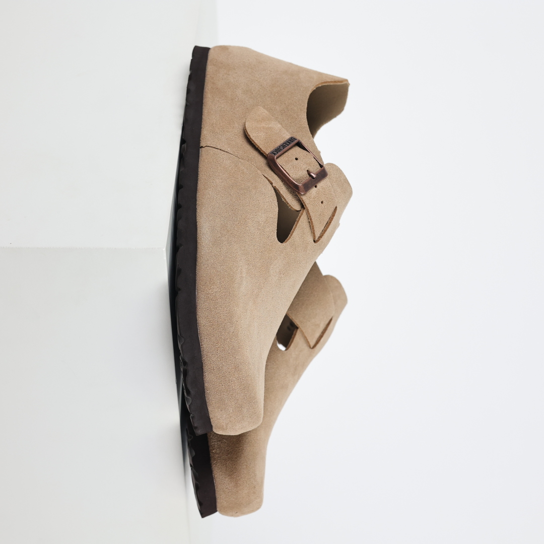 勃肯沙色 全包式懒人单鞋 博肯Birkenstock Birkenstock LondSuede Leather 伦敦系列包头平底复古软木底休闲拖鞋