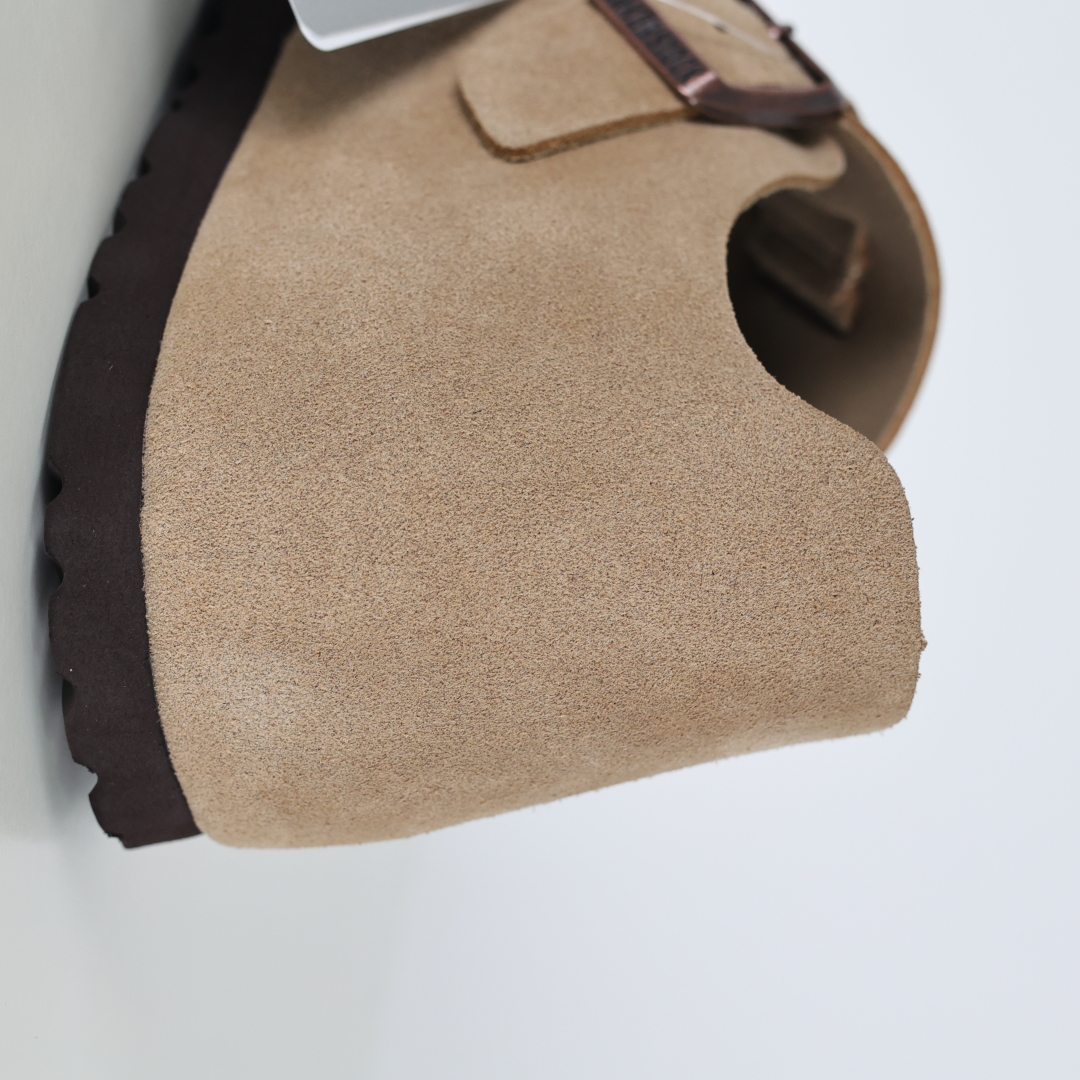 勃肯沙色 全包式懒人单鞋 博肯Birkenstock Birkenstock LondSuede Leather 伦敦系列包头平底复古软木底休闲拖鞋