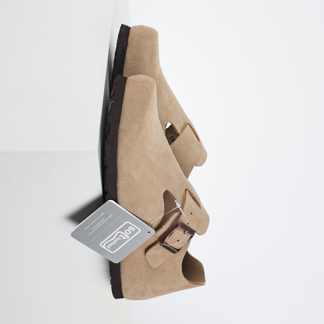 勃肯沙色 全包式懒人单鞋 博肯Birkenstock Birkenstock LondSuede Leather 伦敦系列包头平底复古软木底休闲拖鞋
