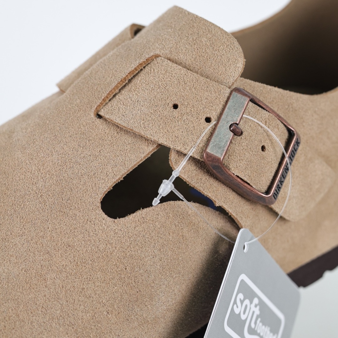 勃肯沙色 全包式懒人单鞋 博肯Birkenstock Birkenstock LondSuede Leather 伦敦系列包头平底复古软木底休闲拖鞋