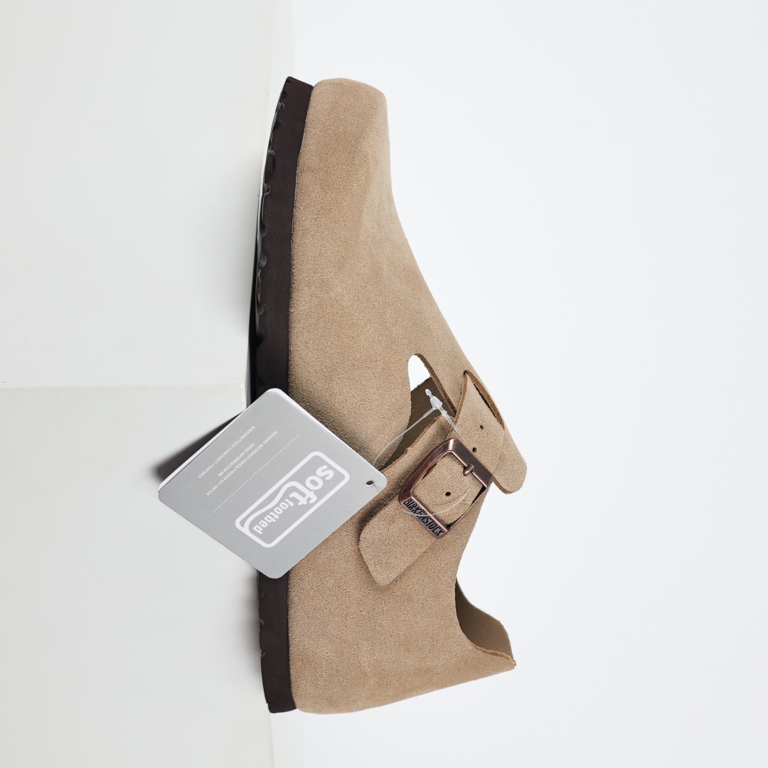 勃肯沙色 全包式懒人单鞋 博肯Birkenstock Birkenstock LondSuede Leather 伦敦系列包头平底复古软木底休闲拖鞋