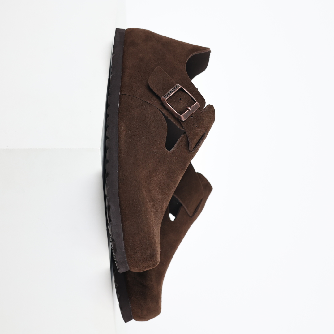 勃肯棕色 全包式懒人单鞋 博肯Birkenstock Birkenstock LondSuede Leather 伦敦系列包头平底复古软木底休闲拖鞋