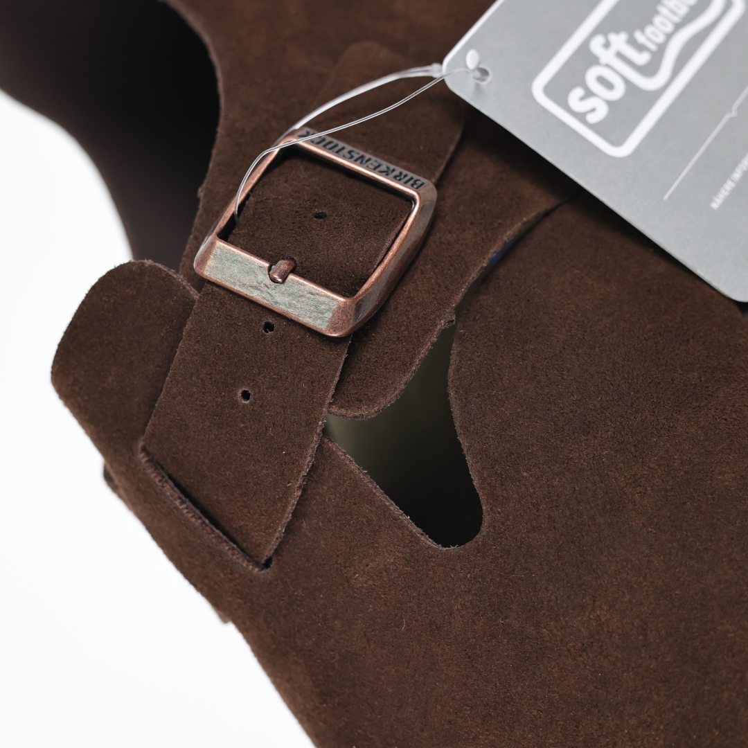 勃肯棕色 全包式懒人单鞋 博肯Birkenstock Birkenstock LondSuede Leather 伦敦系列包头平底复古软木底休闲拖鞋