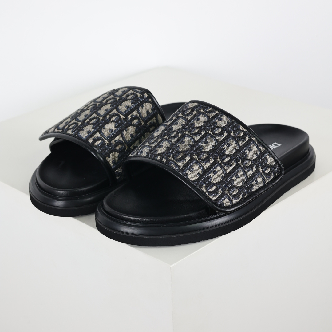 250 Dior 迪奥 最新款 Dioriviera Dw 圆头套穿一字拖鞋 厚底 拖鞋