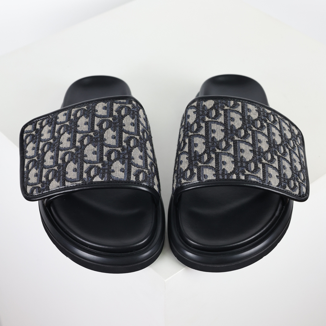 250 Dior 迪奥 最新款 Dioriviera Dw 圆头套穿一字拖鞋 厚底 拖鞋