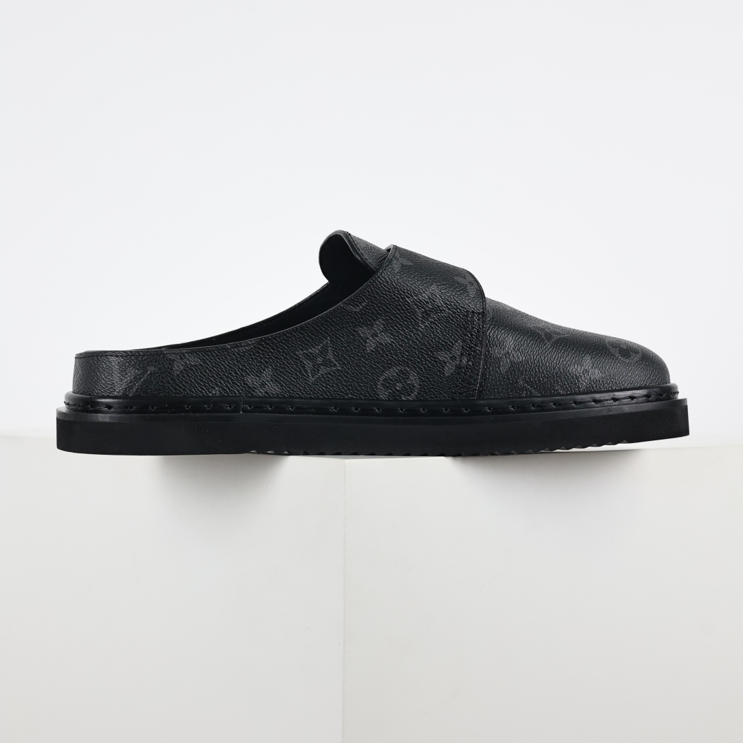 350 LouisVuittonEasy路易威登 LV 皮革拼接博肯半包头 拖鞋 凉鞋