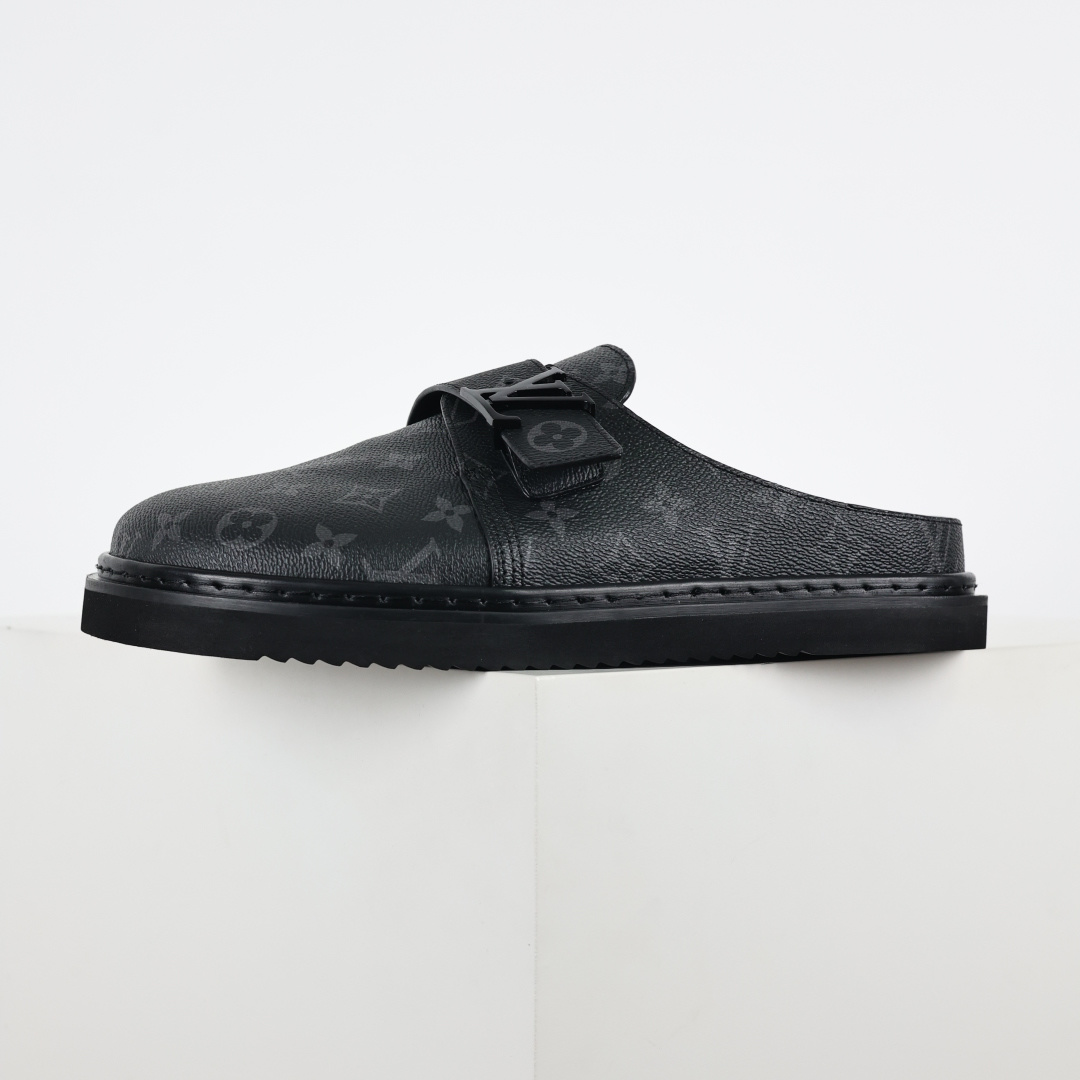 350 LouisVuittonEasy路易威登 LV 皮革拼接博肯半包头 拖鞋 凉鞋