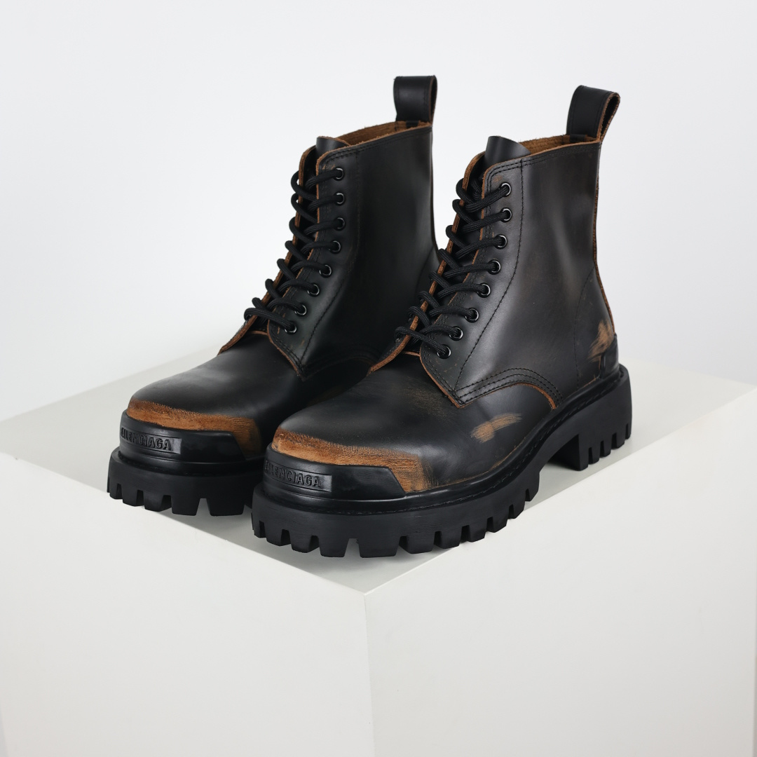540 巴黎世家BALENCIAGA Men's Leather boots 大头米奇风真皮德比休闲厚底皮鞋