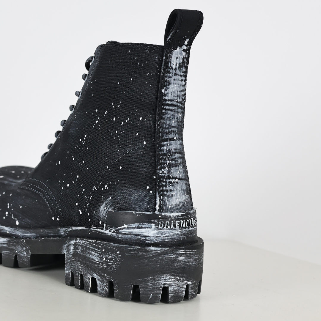 540 泼墨做旧马丁靴 巴黎世家BALENCIAGA Men's Leather boots 大头米奇风真皮德比休闲厚底皮鞋