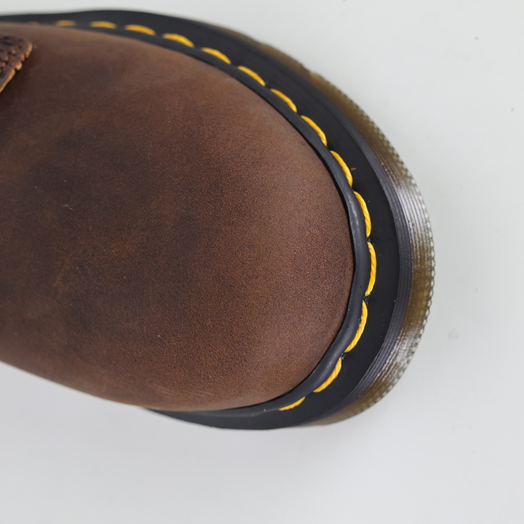 Dr.martens 马丁靴 1460系列 疯马皮棕色代工厂正品订单 八孔高帮公司规格 原材生产 与国内