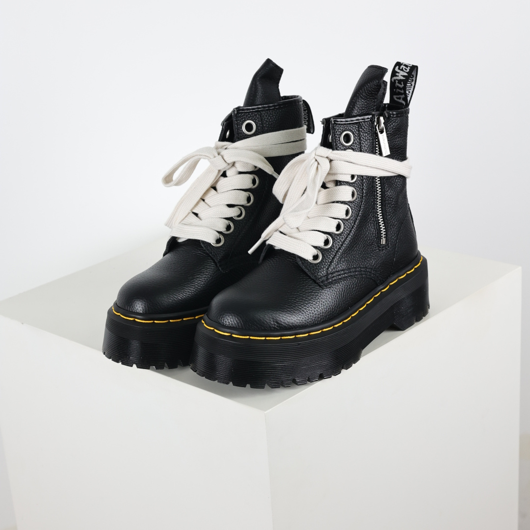 240 Rick Owens x Dr. Martens 1460 Bex Hiking Boots 松高厚底高帮英伦骑士朋克复古机车风粗跟马丁靴