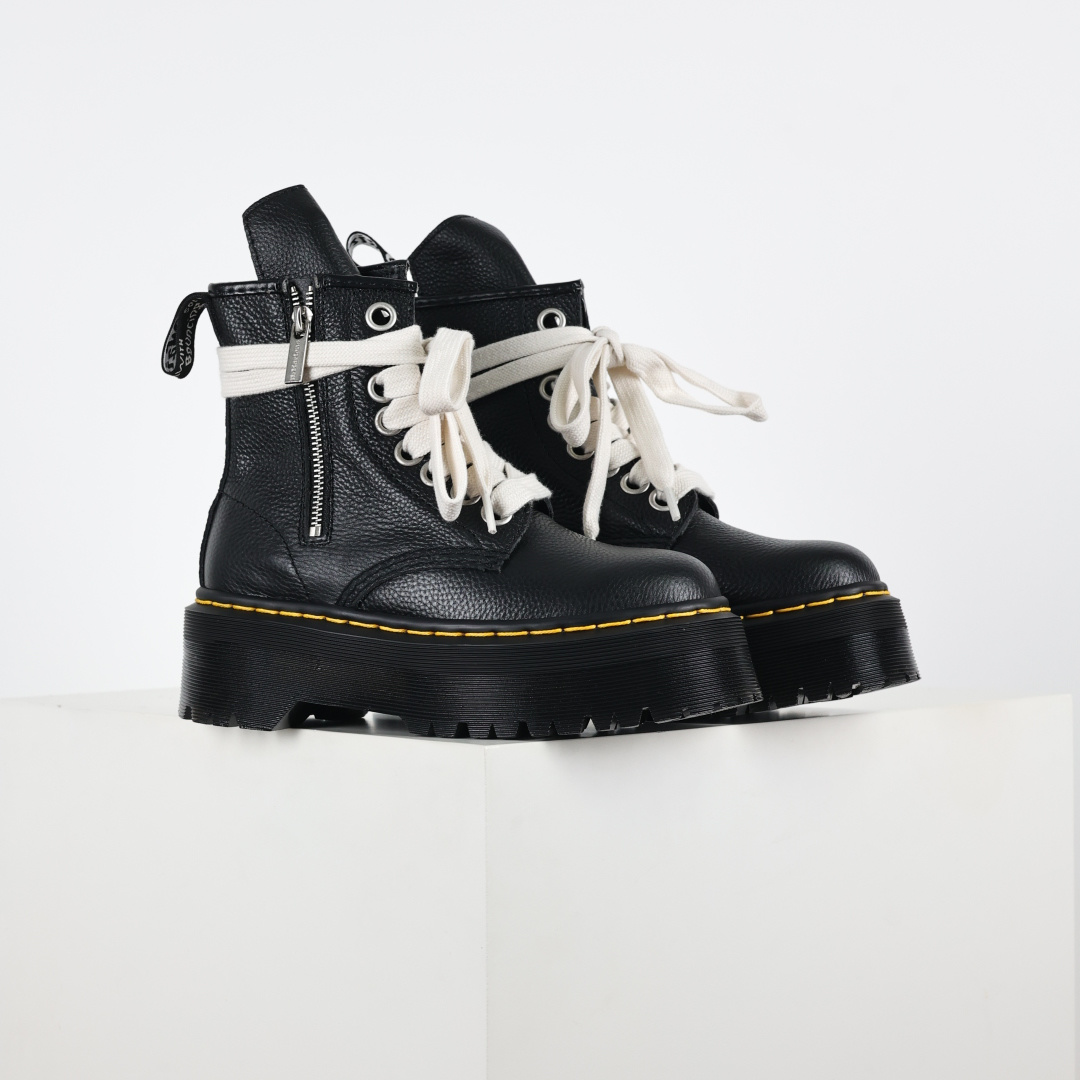 240 Rick Owens x Dr. Martens 1460 Bex Hiking Boots 松高厚底高帮英伦骑士朋克复古机车风粗跟马丁靴