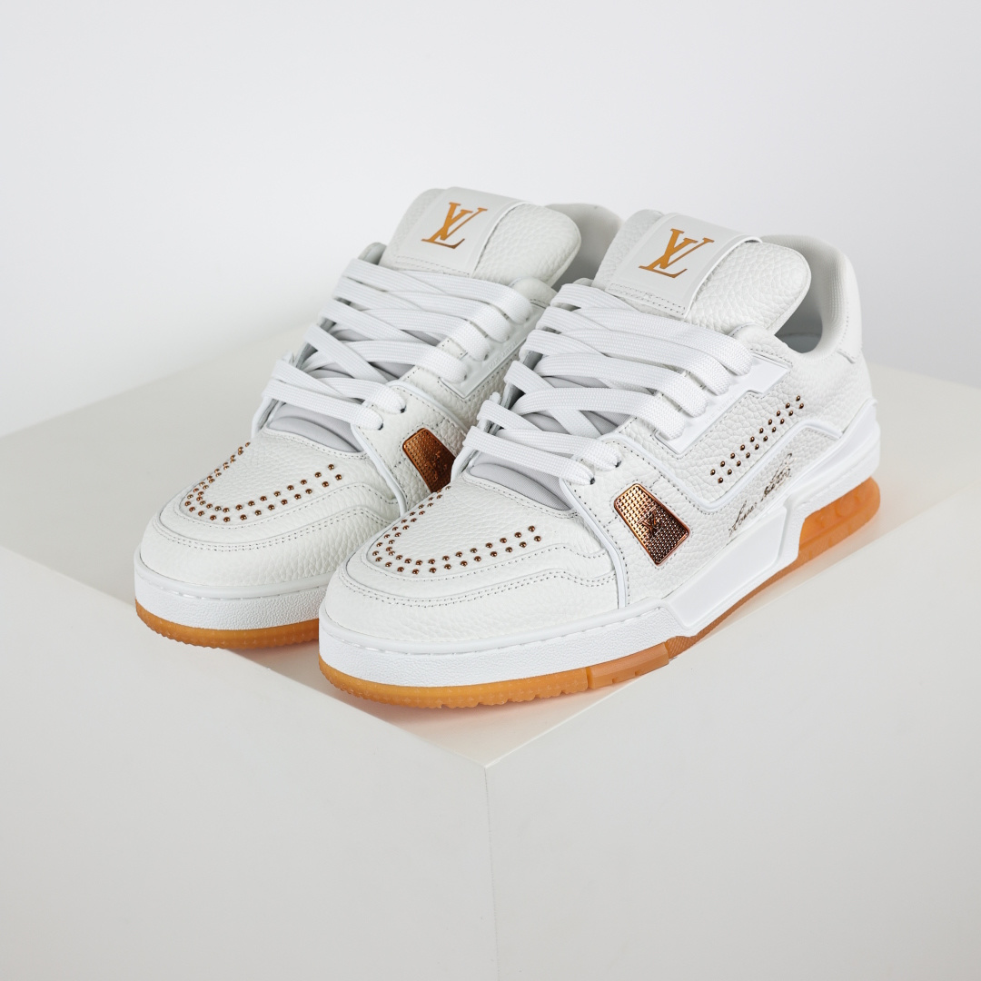 480 X1 东莞 210个配色 市售顶级版本 驴家LV Trainer 原版完美楦型 东莞大厂出产 品控胜过市面百分之95 白橙铆钉配色