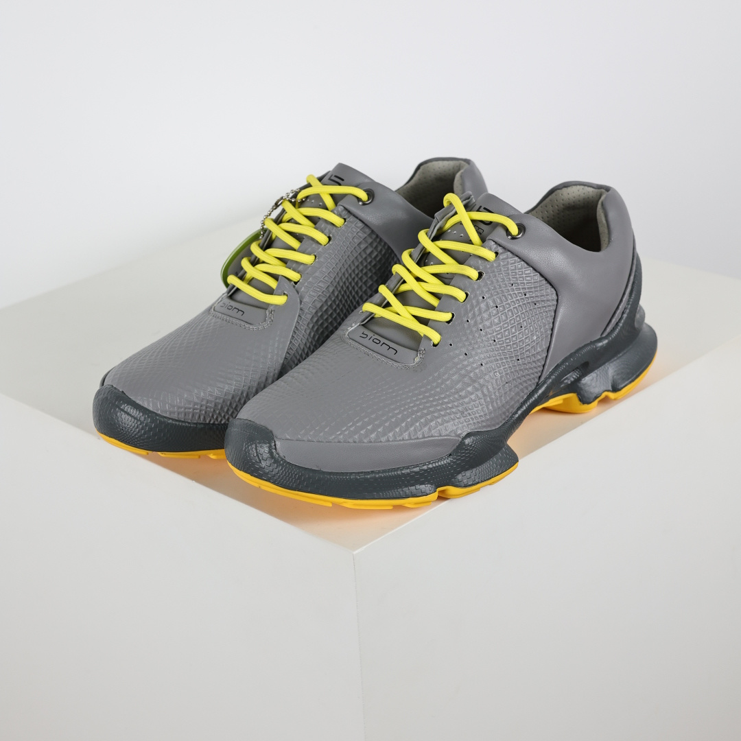 300 Ecco爱步健步系列牛皮透气低帮休闲运动鞋 15周年灰黄