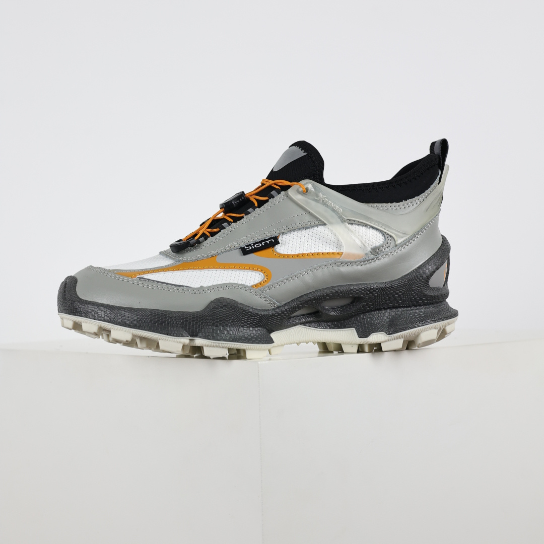 270 Ecco爱步健步系列牛皮透气低帮休闲运动鞋 踪迹白灰