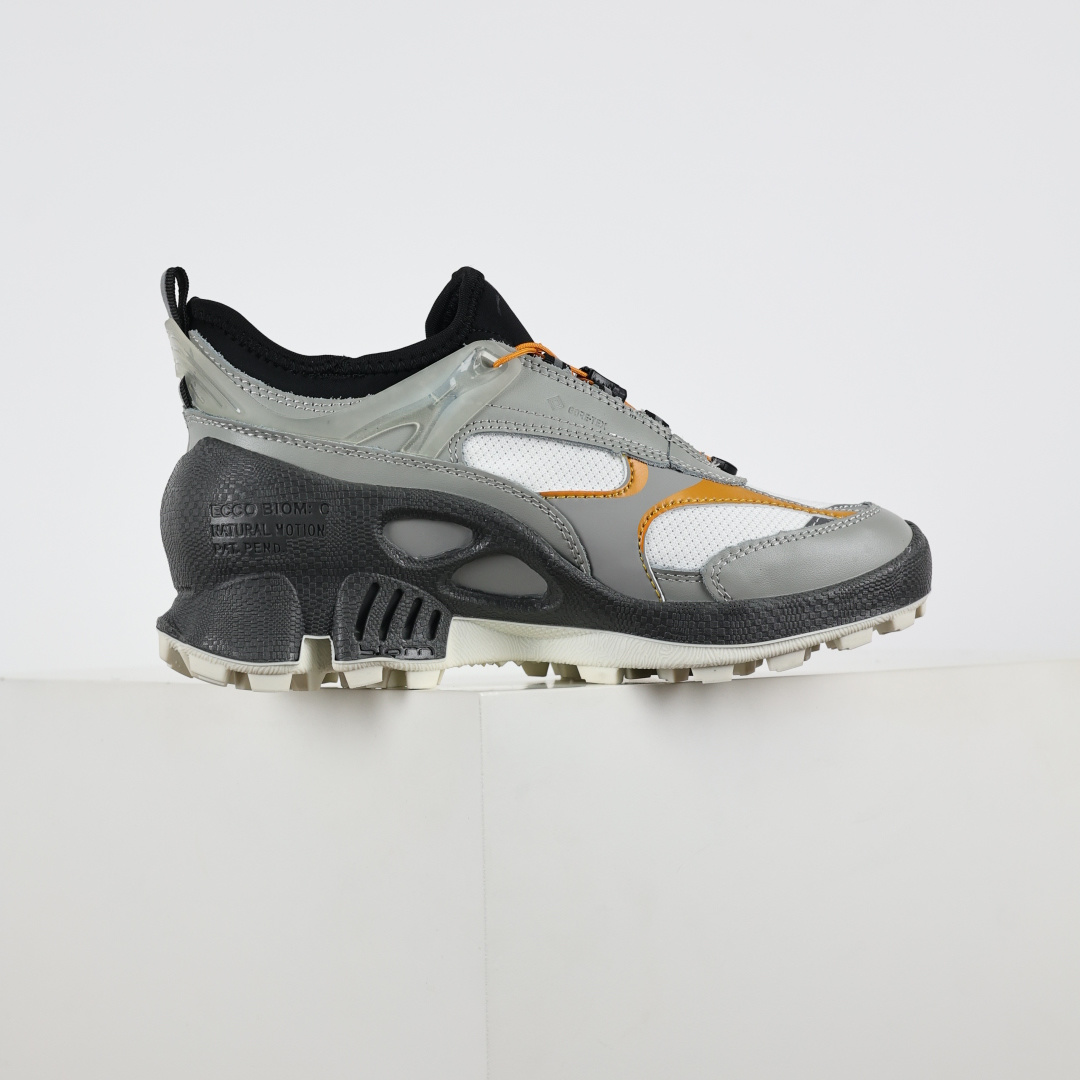 270 Ecco爱步健步系列牛皮透气低帮休闲运动鞋 踪迹白灰