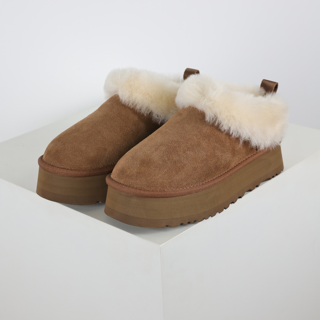 X1全网最齐ugg130个配色市面顶级版本 25新款UGG Tazzelle 塔茨勒 4.5cm增高 牛剖层革 时尚舒适 及踝 雪地靴
