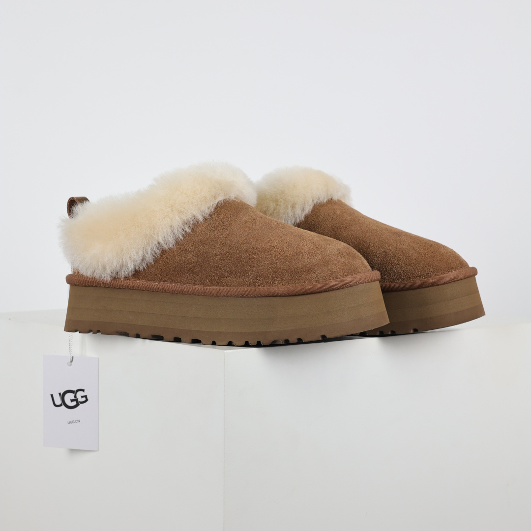 X1全网最齐ugg130个配色市面顶级版本 25新款UGG Tazzelle 塔茨勒 4.5cm增高 牛剖层革 时尚舒适 及踝 雪地靴